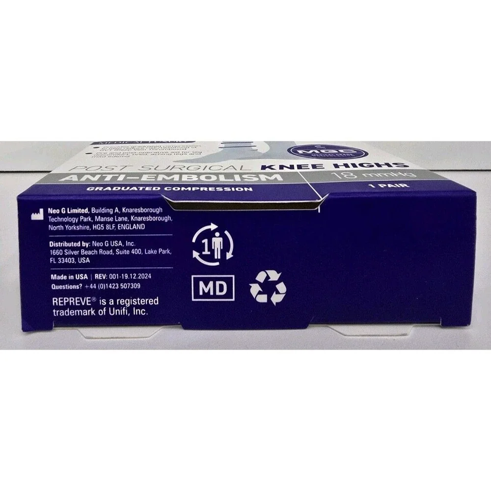 NEO G Post Surgical Knee High Anti-Embolism Stockings White Size XL 18mmHg NEW